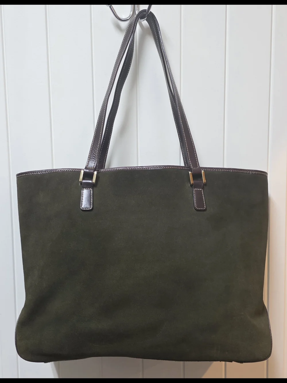 Lauren Ralph Lauren Olive Green Suede Tote with Brown Leather Straps****SALE**** - Picture 2 of 16